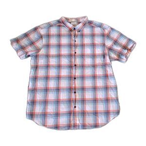 Columbia Shirt Mens Sz L Plaid Short Sleeve Button Up Multicolor Preppy Golf